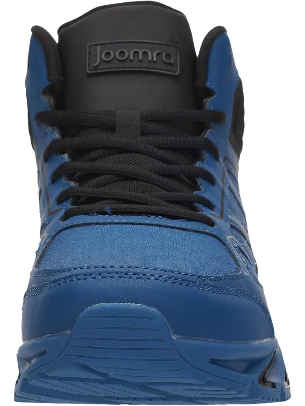 Joomra Men's Blue Black Rubber Leather High Top Athletic Inspire Lace Up Sneaker